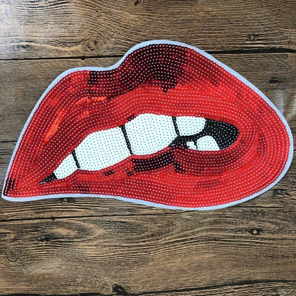 Tooth Mouth Sequin Patches Clothing Lipstick Mouth Patches Applique Embroidered Fabric Badges Jeans Decoration
Tooth Mouth Sequin Patches Clothing Lipstick Mouth Patches Applique Embroidered Fabric Badges Jeans Decoration