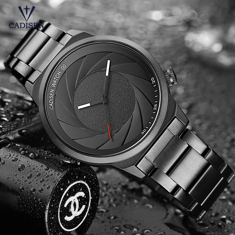 

Cadisen Men's Stainless Steel Business Quartz Watches Fashion Simple Waterproof Analogue Wristwatch for Man Boys Black CS9056G-2