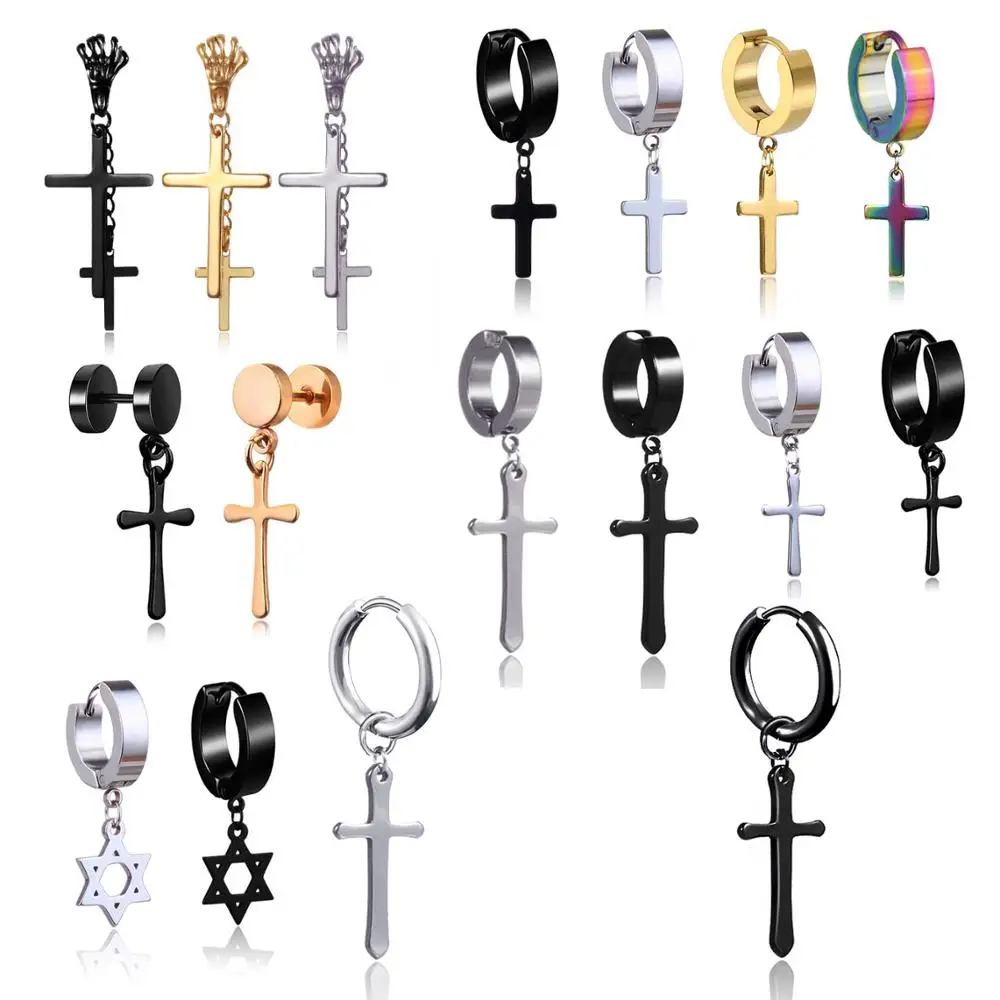 Stainless Steel Earrings Jewelry Women's Earrings Black Silver Gold Cross Earring Men's Hip Hop Punk Earing Cross Jewelry 1 pcs
Stainless Steel Earrings Jewelry Women's Earrings Black Silver Gold Cross Earring Men's Hip Hop Punk Earing Cross Jewelry 1 pcs