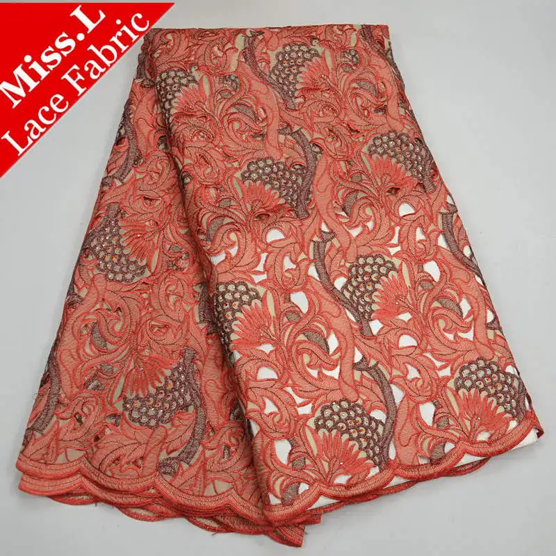Miss.L Latest design 100% cotton African Swiss voile lace fabric hollow design high quality embroidered with stone for wedding
Miss.L Latest design 100% cotton African Swiss voile lace fabric hollow design high quality embroidered with stone for wedding