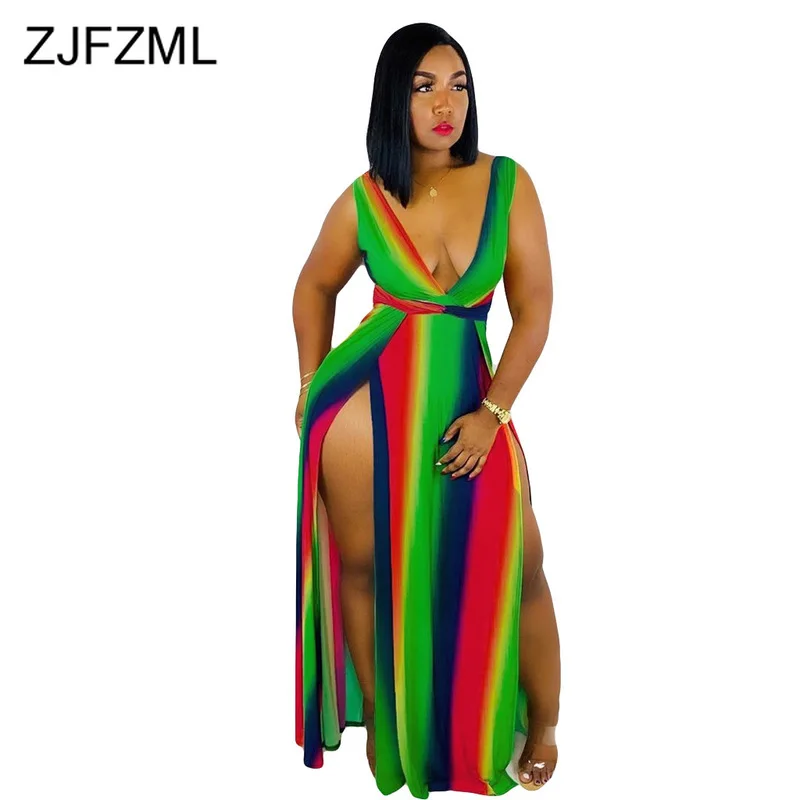 Rainbow Tie Dye Sexy Bohemian Long Dress Women Deep V Neck Sleeveless Beach Maxi Dress Summer Double High Split Club Party Dress
Rainbow Tie Dye Sexy Bohemian Long Dress Women Deep V Neck Sleeveless Beach Maxi Dress Summer Double High Split Club Party Dress