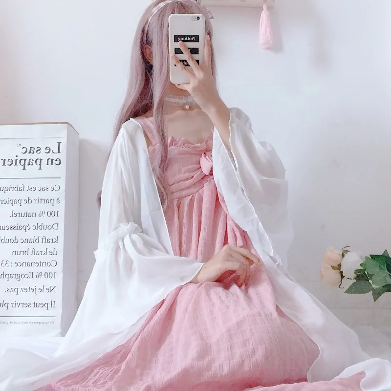 Cute Women's 2Pcs Set: Solid Mid-Calf Suspender Dress JSK + Flare Sleeve Cardigan Sunproof Sweet Summer Women Fashion Girl
Cute Women's 2Pcs Set: Solid Mid-Calf Suspender Dress JSK + Flare Sleeve Cardigan Sunproof Sweet Summer Women Fashion Girl