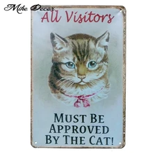 Cat Cafe Metal Sign PUB Home Bar Decor Vintage Wall Sign APPROVED BY THE CAT