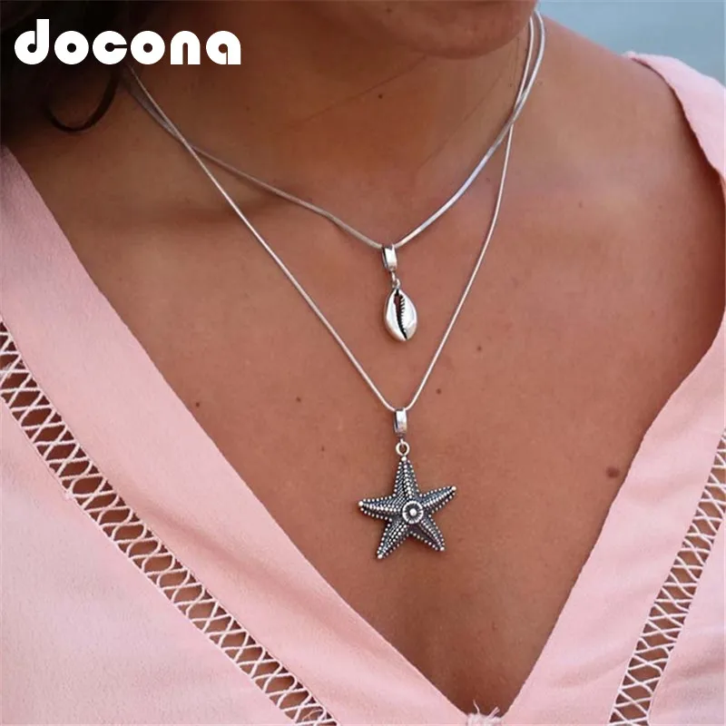 docona Bohemian Beach Starfish Pendant Necklace for Women Metal Silver Long Pendant Necklace Party Jewelry Collars 6537
docona Bohemian Beach Starfish Pendant Necklace for Women Metal Silver Long Pendant Necklace Party Jewelry Collars 6537