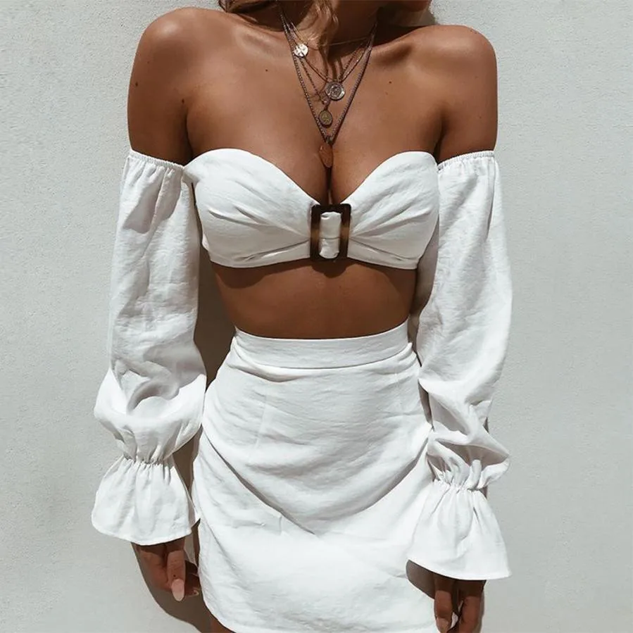 Feitong Two Pieces Set Off Shoulder Tops Tracksuit Skirt Sets Sexy Strapless Long Sleeve Bowknot Top Casual Summer Solid Suit
Feitong Two Pieces Set Off Shoulder Tops Tracksuit Skirt Sets Sexy Strapless Long Sleeve Bowknot Top Casual Summer Solid Suit