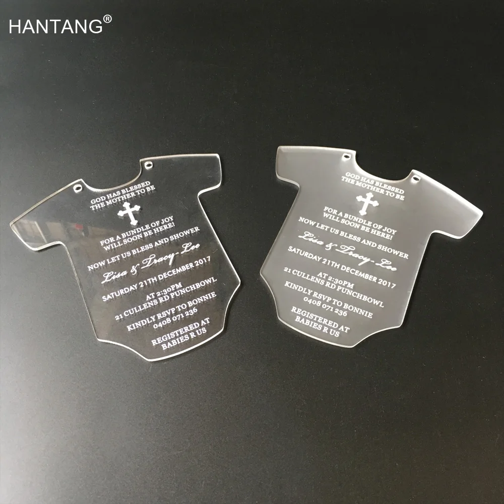 Baby Dress Shape Printing letters 145x145mm Frosted/Clear Acrylic Christening Invitation Card 100pcs per lot
Baby Dress Shape Printing letters 145x145mm Frosted/Clear Acrylic Christening Invitation Card 100pcs per lot