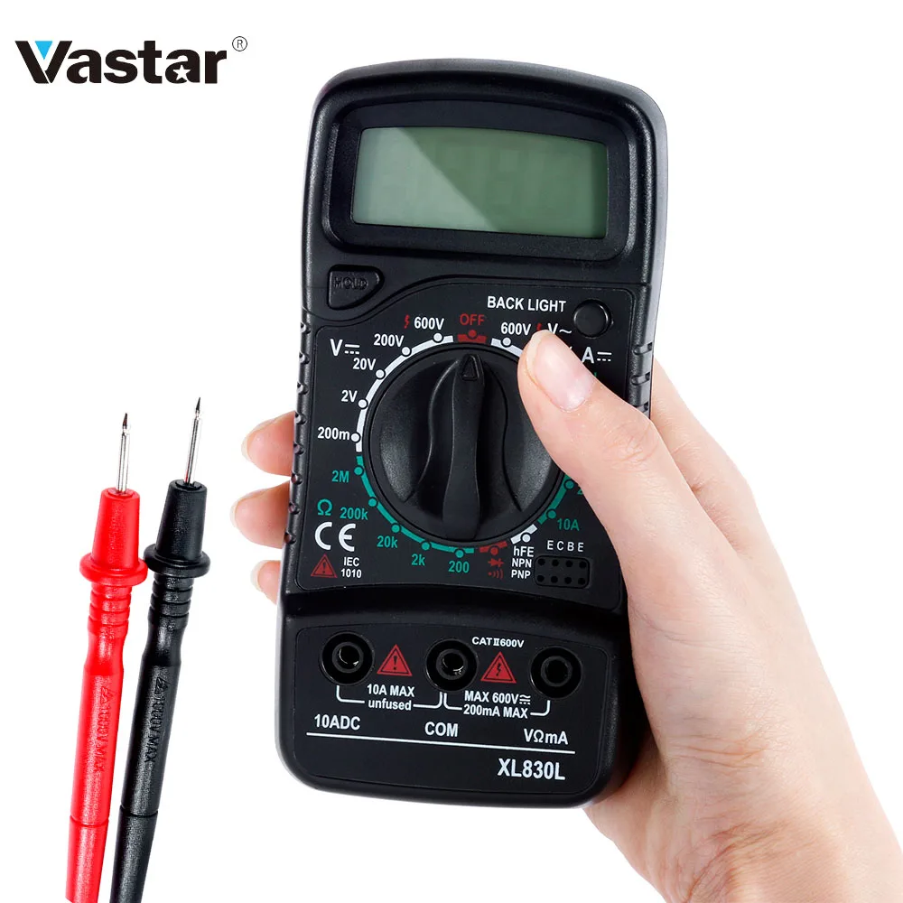 Vastar Handheld LCD Digital Multimeter 1999 XL830L AC/DC Voltage Amp Current Resistance Tester Blue Backlight Meter
Vastar Handheld LCD Digital Multimeter 1999 XL830L AC/DC Voltage Amp Current Resistance Tester Blue Backlight Meter