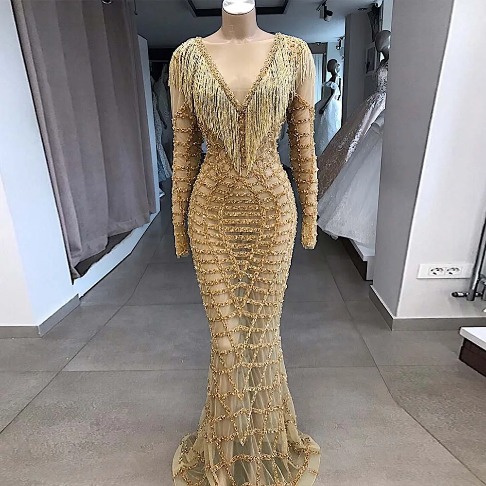 High-end Gold Rhinestones Mermaid Evening Dresses Long Sleeve Formal Gown Competition 2020 YQLNNE
High-end Gold Rhinestones Mermaid Evening Dresses Long Sleeve Formal Gown Competition 2020 YQLNNE