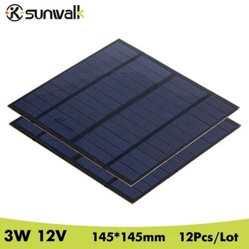 SUNWALK 12Pcs/Lot 12V 3W PET Polycrystalline Silicon Small Solar Panel DIY Solar Panel Cell for DIY Solar Module 145*145mm
SUNWALK 12Pcs/Lot 12V 3W PET Polycrystalline Silicon Small Solar Panel DIY Solar Panel Cell for DIY Solar Module 145*145mm