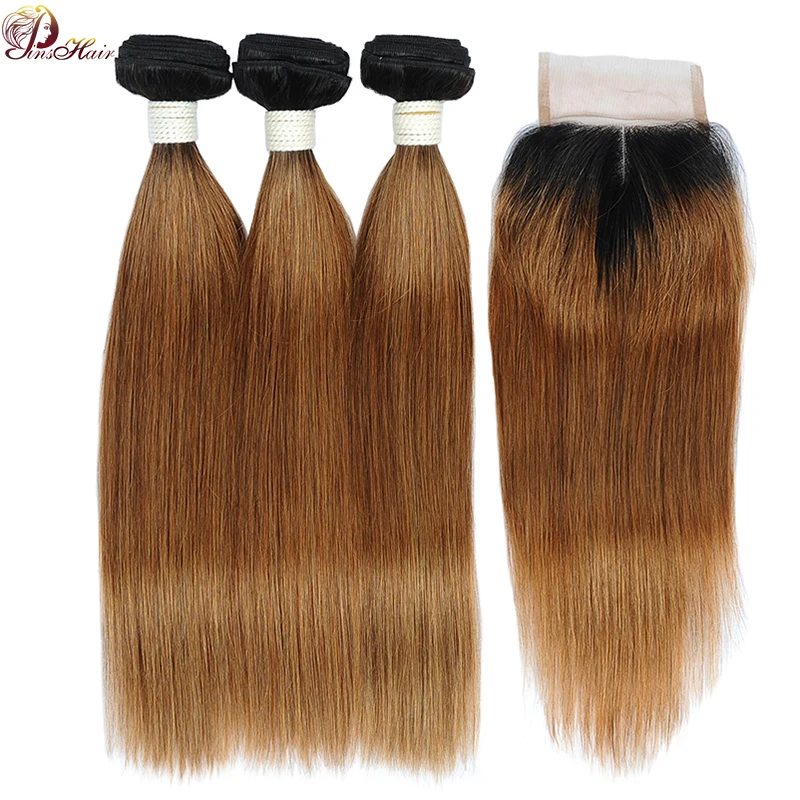 Pinshair Ombre Blonde Brazilian Straight Hair Bundles with Closure T1B/30 100% Human Hair 3 Bundles with Middle Closure Non-Remy
Pinshair Ombre Blonde Brazilian Straight Hair Bundles with Closure T1B/30 100% Human Hair 3 Bundles with Middle Closure Non-Remy