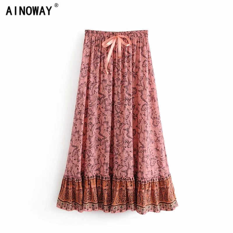 Summer fashion vintage elegant Hippie women floral peacock printed beach Bohemian skirt ladies Drawstring boho Maxi skirt
Summer fashion vintage elegant Hippie women floral peacock printed beach Bohemian skirt ladies Drawstring boho Maxi skirt