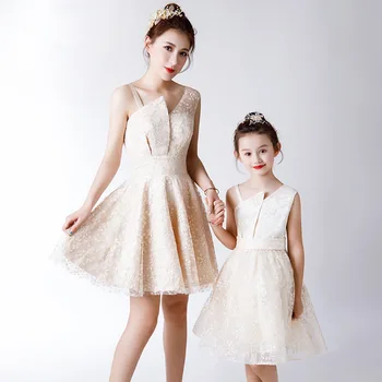 Mother Daughter Clothes Banquet Clothes Summer New Fashion Irregular Collar Simple Elegent Champagne Mother And Daughter Dresses
Mother Daughter Clothes Banquet Clothes Summer New Fashion Irregular Collar Simple Elegent Champagne Mother And Daughter Dresses