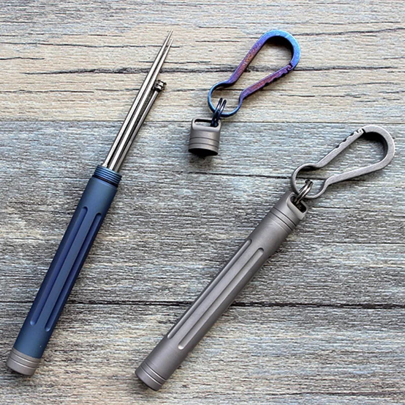 

1PC EDC Titanium Sealed Waterproof Box Storage Bottle Toothpick Holder Ear Pick Spoon Earpick Keychain Key Chain Ring Tool Set