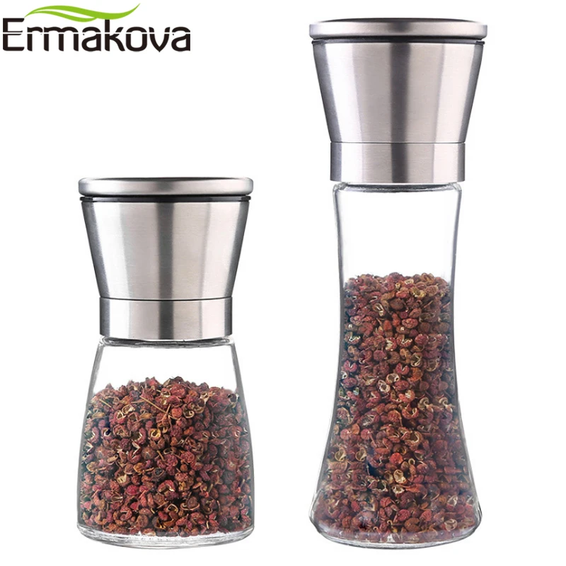 ERMAKOVA Pepper Grinder Salt Shaker Spice Mill Stainless Steel Spice Grinder Mill Ceramic Blade Adjustable Coarseness
ERMAKOVA Pepper Grinder Salt Shaker Spice Mill Stainless Steel Spice Grinder Mill Ceramic Blade Adjustable Coarseness