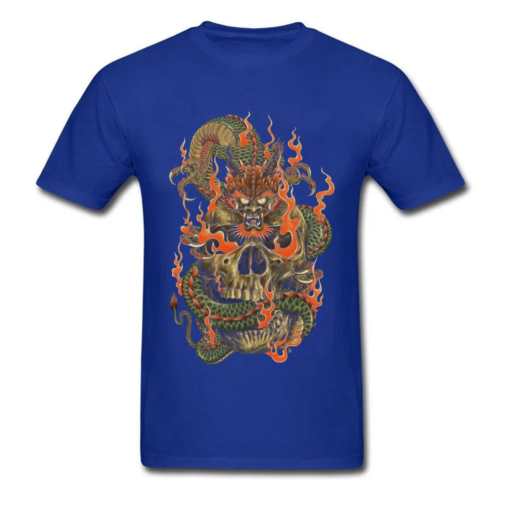 Special Oriental Dragon Design Short Sleeve T-Shirt Summer/Autumn Round Neck All Cotton Tees for Men T Shirt Normal Oriental Dragon blue