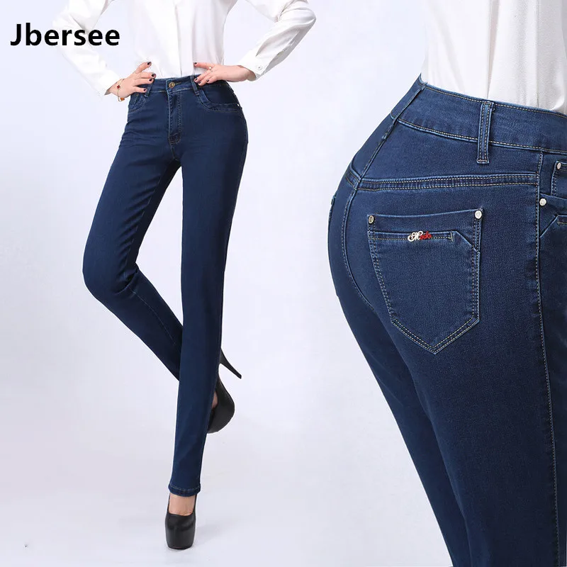 Jbersee Fashion Women's Slim Jeans Woman Plus Size Elastic High Waist Jeans Washed Dark Blue Pencil Pants YZ2072
Jbersee Fashion Women's Slim Jeans Woman Plus Size Elastic High Waist Jeans Washed Dark Blue Pencil Pants YZ2072