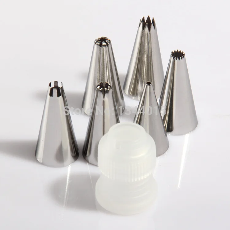 7pcs/set Nozzle Cookies Cake Decorating Tools Set Styling Tools 6 Stainless Steel Nozzles + a small Converter M1269
7pcs/set Nozzle Cookies Cake Decorating Tools Set Styling Tools 6 Stainless Steel Nozzles + a small Converter M1269