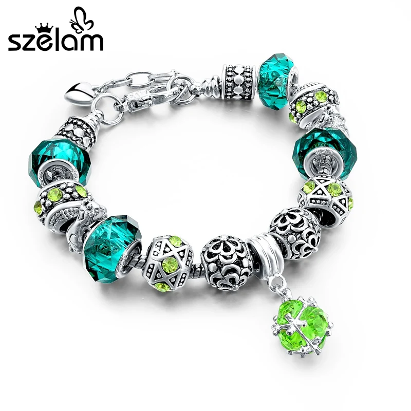 Szelam 2019 Diy Green Crystal Beads Bracelet For Women Silver Snake Chain Charm Bracelet Fashion Jewelry Pulseira SBR150305
Szelam 2019 Diy Green Crystal Beads Bracelet For Women Silver Snake Chain Charm Bracelet Fashion Jewelry Pulseira SBR150305