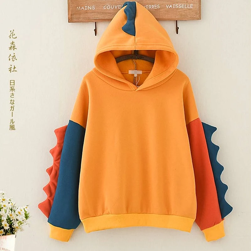 Japanese Women Harajuku Cute Funny Monster Dinosaur Hooded Hoodie Lady Contrast Color Warm Fleece Velvet Pullovers Sweatshirts
Japanese Women Harajuku Cute Funny Monster Dinosaur Hooded Hoodie Lady Contrast Color Warm Fleece Velvet Pullovers Sweatshirts