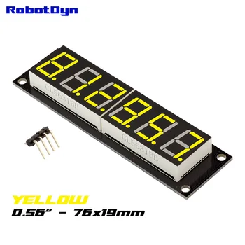 6-Digit LED 0.56" Display Tube (decimal), 7-segments YELLOW, TM1637, disp. size 76x19mm
6-Digit LED 0.56" Display Tube (decimal), 7-segments YELLOW, TM1637, disp. size 76x19mm