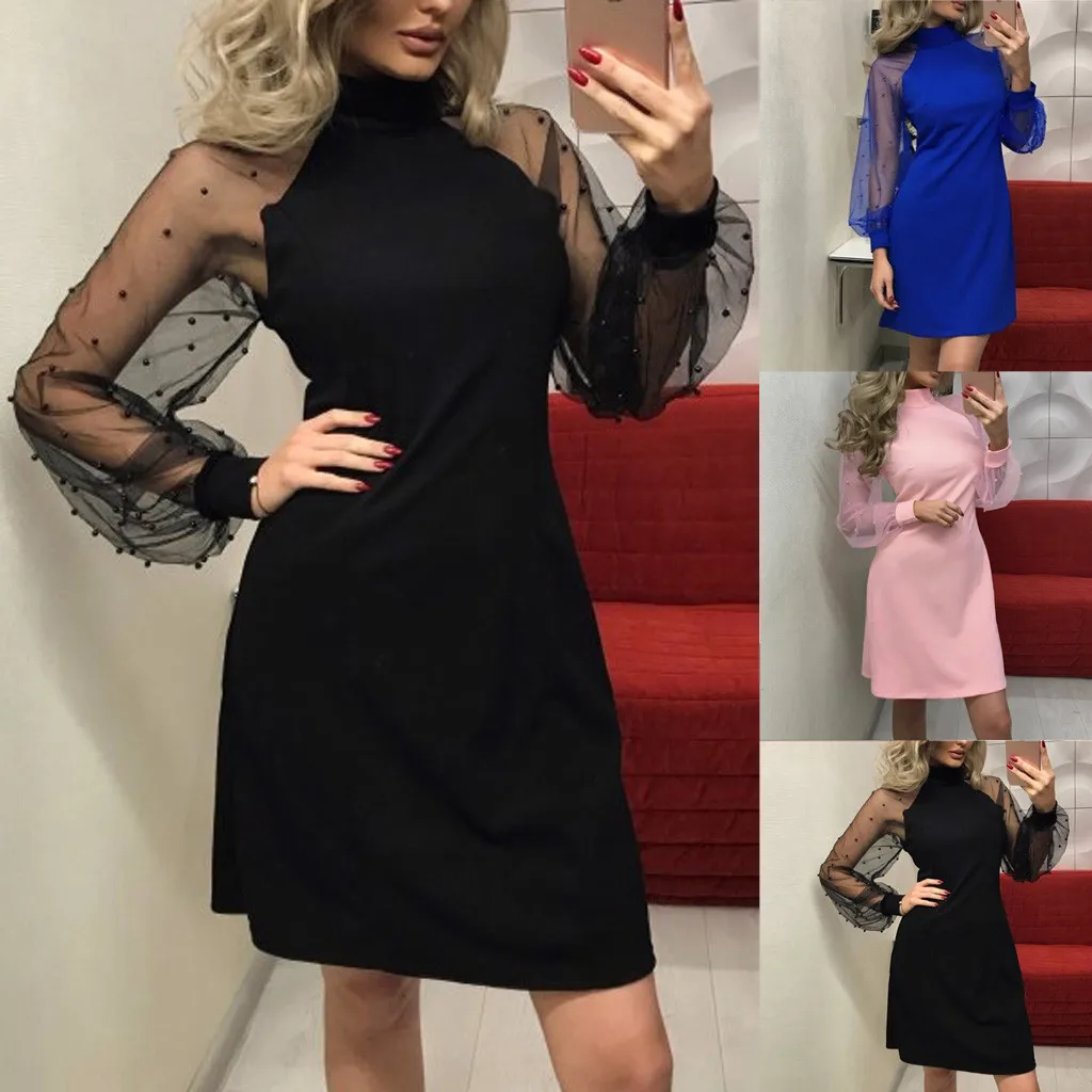 Women's Dresses Autumn Spring Dress For Women Women's Pearl Beading Mesh Sleeve Dress Long Sleeve A-Line Mini Party Dress
Women's Dresses Autumn Spring Dress For Women Women's Pearl Beading Mesh Sleeve Dress Long Sleeve A-Line Mini Party Dress