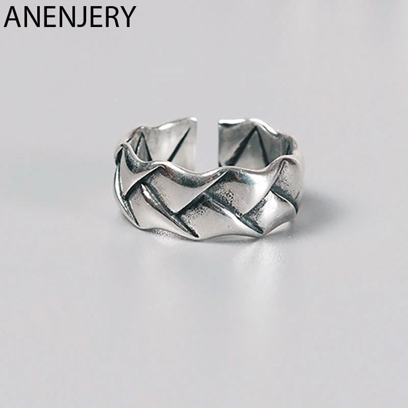 ANENJERY Vintage 925 Sterling Silver Ring Irregular Line Width Thai Silver Adjustable Rings For Women Creative Jewelry S-R407
ANENJERY Vintage 925 Sterling Silver Ring Irregular Line Width Thai Silver Adjustable Rings For Women Creative Jewelry S-R407
