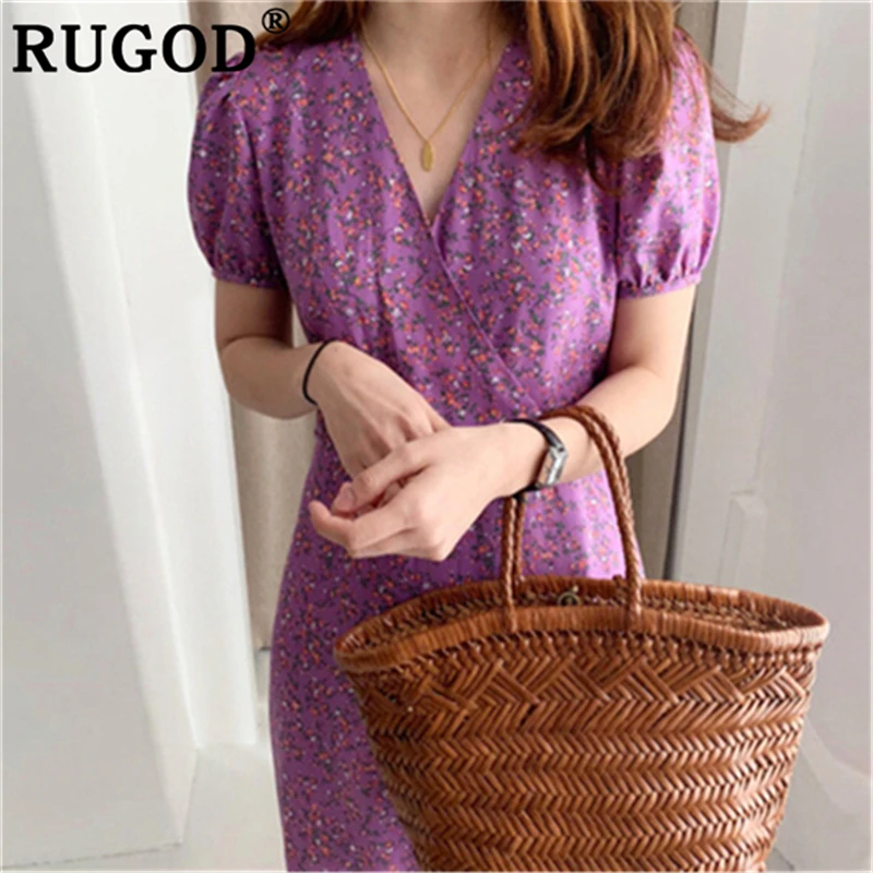 RUGOD 2019 Summer V neck women dress Korean chic lantern sleeve midi purple dress ladies Elegant printed lace up office dresses
RUGOD 2019 Summer V neck women dress Korean chic lantern sleeve midi purple dress ladies Elegant printed lace up office dresses