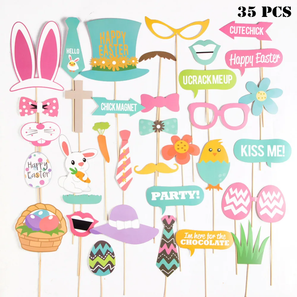 35pcs Easter Hunt Egg Bunny Chick Photobooth Props on A Stick Easter Party Decorations Happy Easter Spring Paper Crafts Selfie
35pcs Easter Hunt Egg Bunny Chick Photobooth Props on A Stick Easter Party Decorations Happy Easter Spring Paper Crafts Selfie