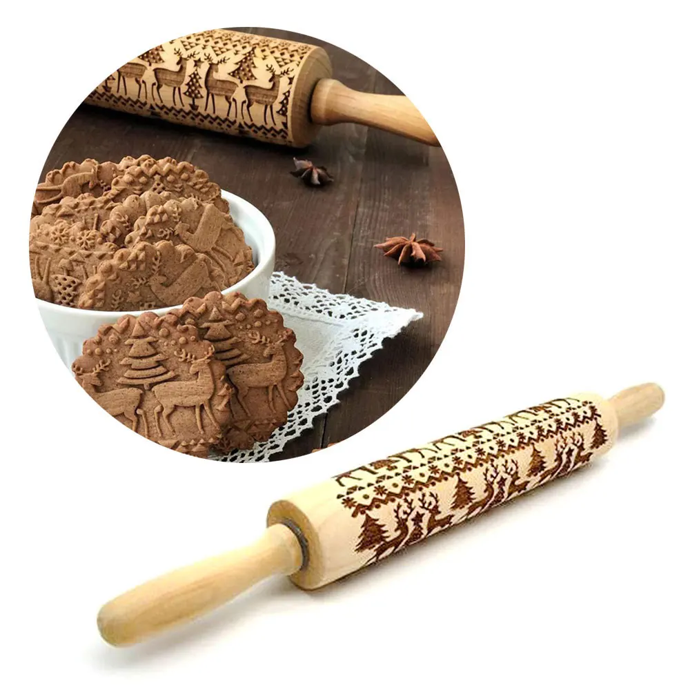 Christmas Rolling Pin Wooden Engraved Reindeer Christmas Baking Decorated Sugar Cookie stamp Holiday gift for Mom Women Wife
Christmas Rolling Pin Wooden Engraved Reindeer Christmas Baking Decorated Sugar Cookie stamp Holiday gift for Mom Women Wife