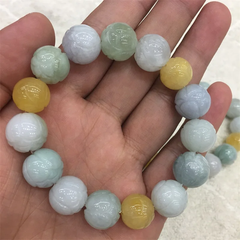 14MM Pure Natural Jadeite Emerald Jade Lotus Genuine Feitsui Bracelet 15PCS Original Gemstone Pattern Natural Stone Bracelet
14MM Pure Natural Jadeite Emerald Jade Lotus Genuine Feitsui Bracelet 15PCS Original Gemstone Pattern Natural Stone Bracelet