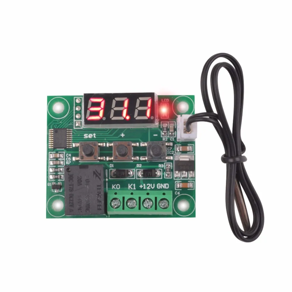 W1209 Digital LED DC 12V Heat Cool Temp Thermostat Temperature Control Switch Module On/Off Controller Board + NTC Sensor
W1209 Digital LED DC 12V Heat Cool Temp Thermostat Temperature Control Switch Module On/Off Controller Board + NTC Sensor