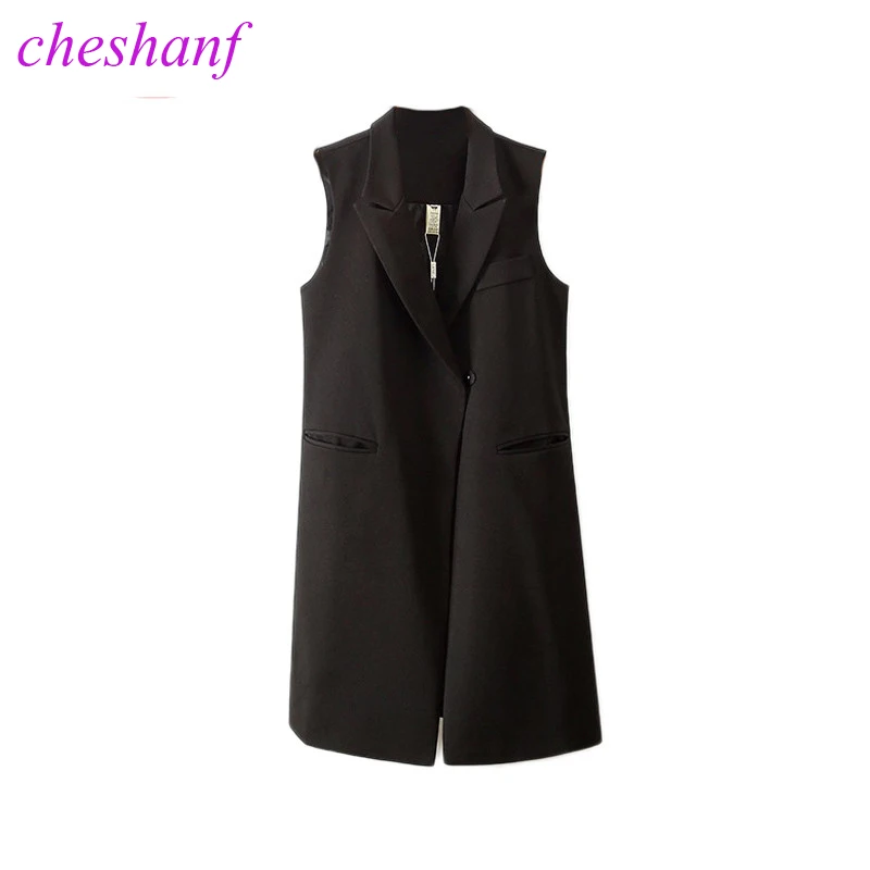 Cheshanf Classic Style Long Suit Vest Women 2019 Spring Autumn New Casual Black Waistcoat Lady Sleeveless Jacket Cardigan
Cheshanf Classic Style Long Suit Vest Women 2019 Spring Autumn New Casual Black Waistcoat Lady Sleeveless Jacket Cardigan