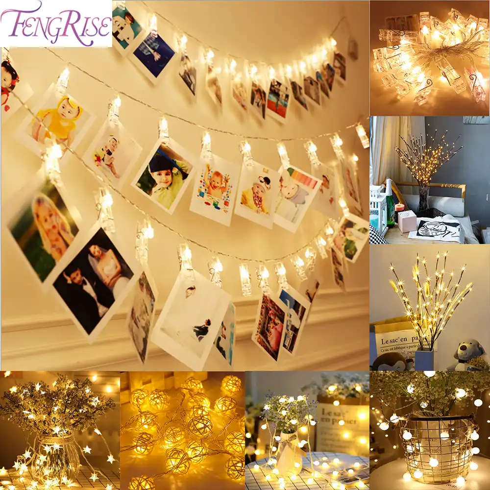 fengrise 10pc photo clip led lights wedding decoration christmas