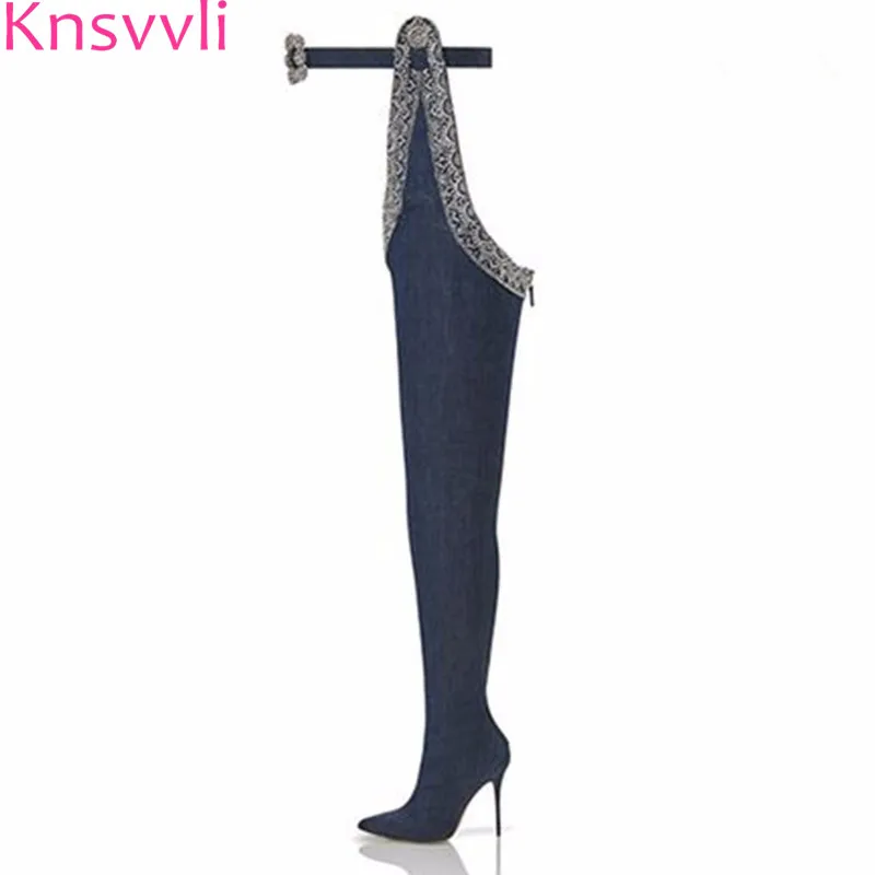 Sexy Denim Over The Knee Boots For Women Pointed Toe Thigh High Boots Super Long Booties Fashion Waist Buckle Botas Feminine
Sexy Denim Over The Knee Boots For Women Pointed Toe Thigh High Boots Super Long Booties Fashion Waist Buckle Botas Feminine