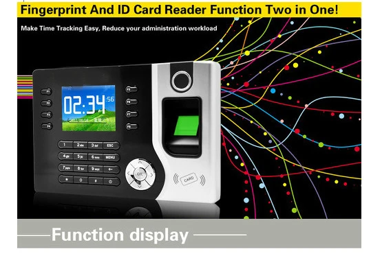 

YobangSecurity 2.4 Inch TFT Biometric Fingerprint Attendance Machine ID Card Reader TCP/IP USB Scanner Time Clock Recorder