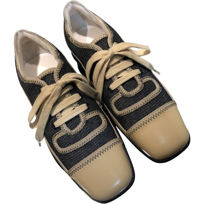 patchwork lady casual shoes women flats shoes woman lace up square toe flats denim leather shoes loafers zapatos mujer planos
patchwork lady casual shoes women flats shoes woman lace up square toe flats denim leather shoes loafers zapatos mujer planos