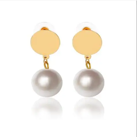 e 1207 Round large pearl earrings 2019 hot new alloy jewelry fashion wild female accessories factory direct | Украшения и
