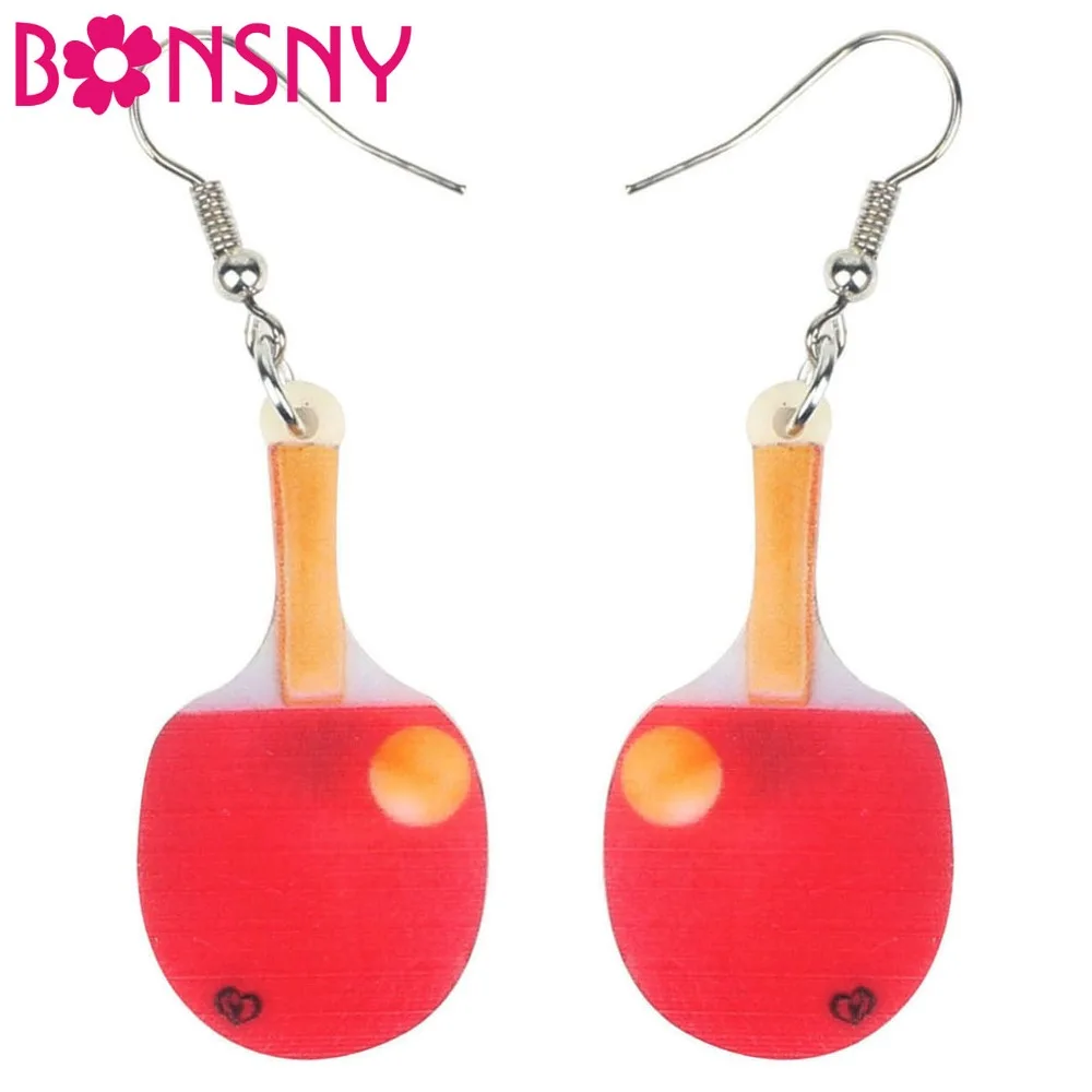 

Bonsny Statement Acrylic Novelty Pingpong Ball Earrings Drop Dangle Fashion Hipster Jewelry For Women Girl Party Gift Decoration