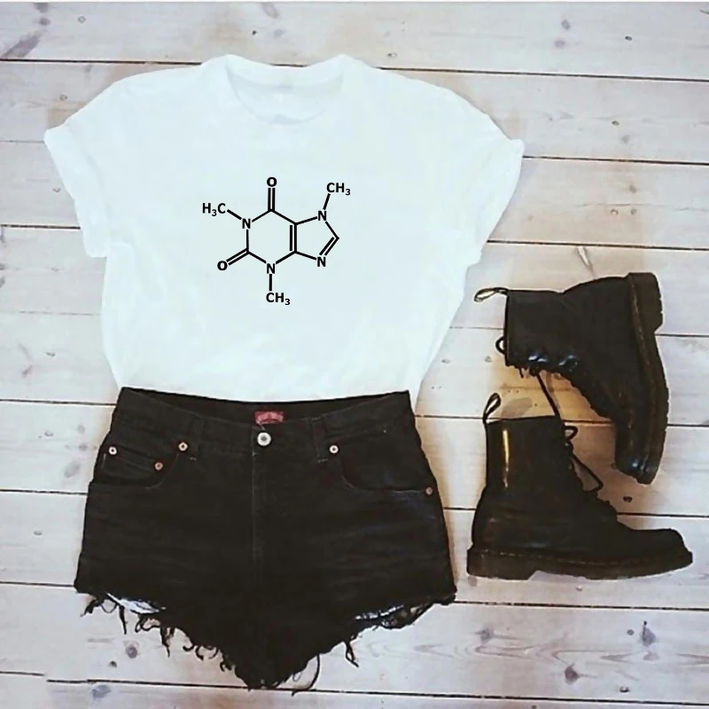 Caffeine Molecular Formula T-shirt woman Leonard Funny Tee Shirt Swag Cotton Summer T shirt The Big Bang Theory woman's clothing
Caffeine Molecular Formula T-shirt woman Leonard Funny Tee Shirt Swag Cotton Summer T shirt The Big Bang Theory woman's clothing