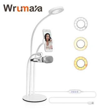Wrumava 3 in 1 LED Selfie Ring Light Desktop LED lamp Lazy Mobile Phone Holder with Microphone Holder for iphone Video stander
Wrumava 3 in 1 LED Selfie Ring Light Desktop LED lamp Lazy Mobile Phone Holder with Microphone Holder for iphone Video stander