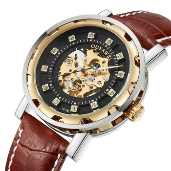 OUYAWEI Clock Men Skeleton Mechanical Hand-wind Wrist Watch Leather Strap Montre Homme Luxury Rhinestone Studded Male Relogio
OUYAWEI Clock Men Skeleton Mechanical Hand-wind Wrist Watch Leather Strap Montre Homme Luxury Rhinestone Studded Male Relogio