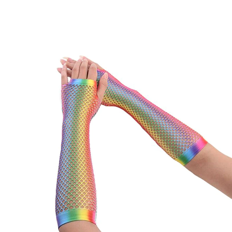1Pair Women Gloves Hollow Out Holes Gloves Rainbow Print Dance Costume Performance Fingerless Mesh Fishnet New Gloves
1Pair Women Gloves Hollow Out Holes Gloves Rainbow Print Dance Costume Performance Fingerless Mesh Fishnet New Gloves