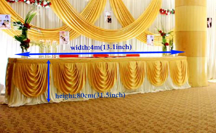 13.1ft(W)*31.5"(H) ice silk Tablecloth wedding table skirt banquet table skirting party table skirt with swag table cover
13.1ft(W)*31.5"(H) ice silk Tablecloth wedding table skirt banquet table skirting party table skirt with swag table cover