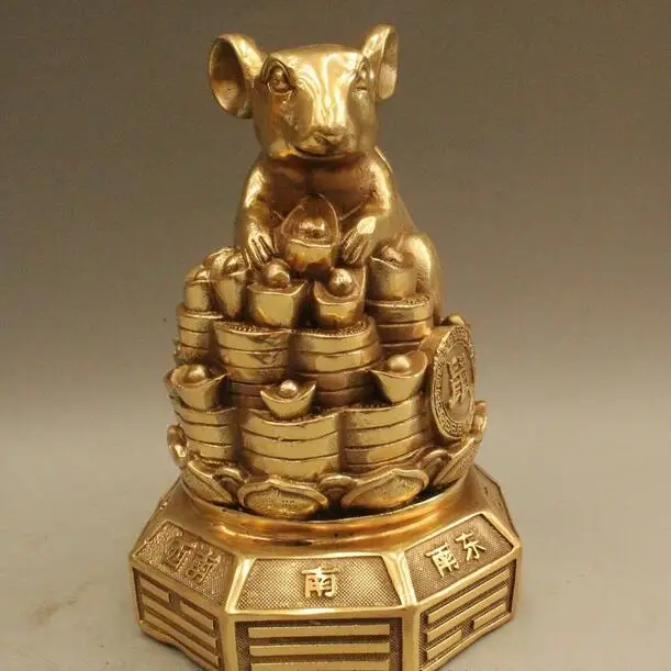 free 8" Chinese Fengshui Brass Zodiac Year Mouse Coin Yuanbao Money Wealth Statue fast
free 8" Chinese Fengshui Brass Zodiac Year Mouse Coin Yuanbao Money Wealth Statue fast