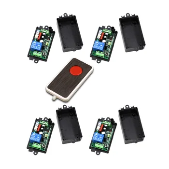 AC110V 220V 1CH RF Wireless Remote Control System / Radio Switch Remote Switch Learning Code 4Receiver +1Transmitter with Button