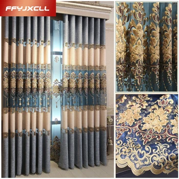 Cotton Linen Stitching Luxury Europe Embroidered Tulle Window Curtains For living Room Bedroom Curtains Window Treatment Drapes
Cotton Linen Stitching Luxury Europe Embroidered Tulle Window Curtains For living Room Bedroom Curtains Window Treatment Drapes