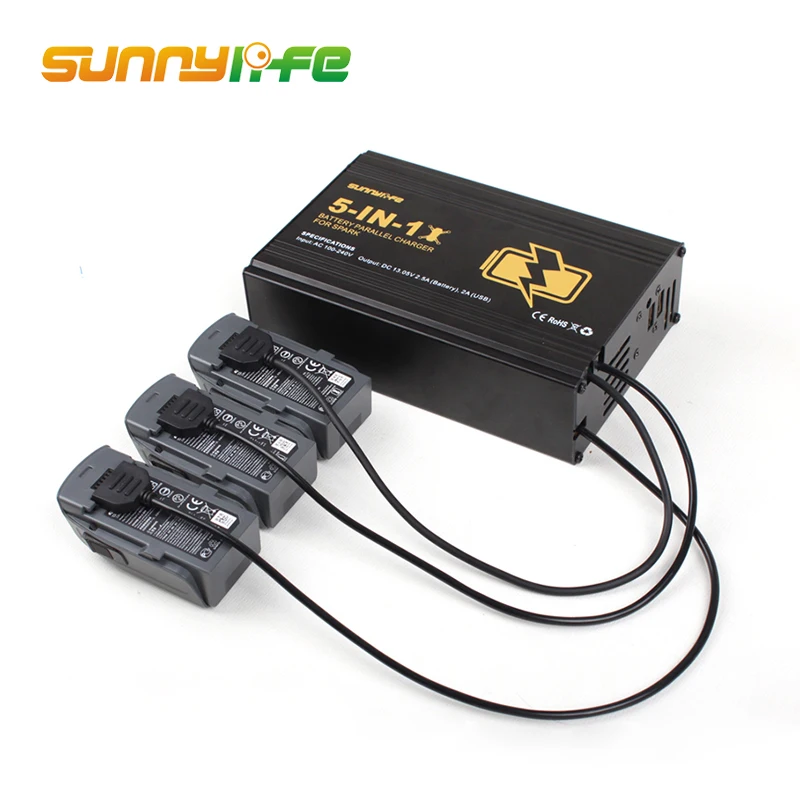 Sunnylife DJI 5 in 1 Battery Parallel Charger Hub Remote Controller Charger Dual USB Combo for DJI Spark Drone Accessories
Sunnylife DJI 5 in 1 Battery Parallel Charger Hub Remote Controller Charger Dual USB Combo for DJI Spark Drone Accessories