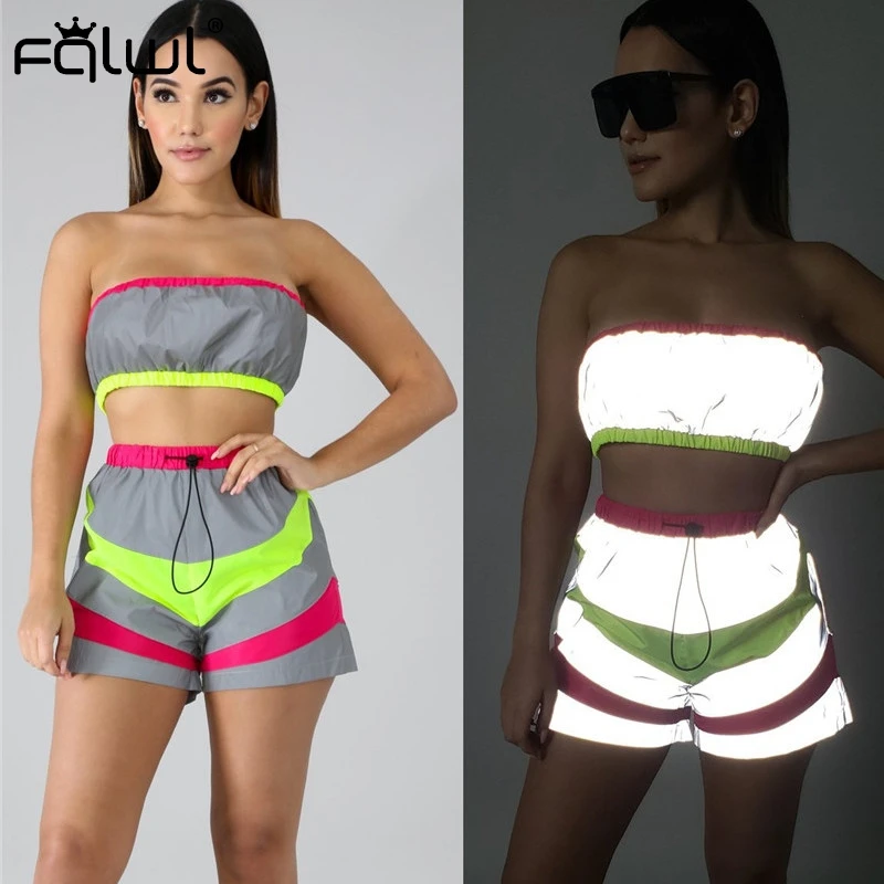 FQLWL Streetwear Reflective 2 Piece Set Women Suit Strapless Summer Crop Top and Shorts Fitness Matching Set Women Tracksuits
FQLWL Streetwear Reflective 2 Piece Set Women Suit Strapless Summer Crop Top and Shorts Fitness Matching Set Women Tracksuits