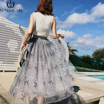 U-SWEAR 2020 spring and summer new super heavy leaves embroidered mesh yarn fairy pettiskirt long Tulle skirts women
U-SWEAR 2020 spring and summer new super heavy leaves embroidered mesh yarn fairy pettiskirt long Tulle skirts women