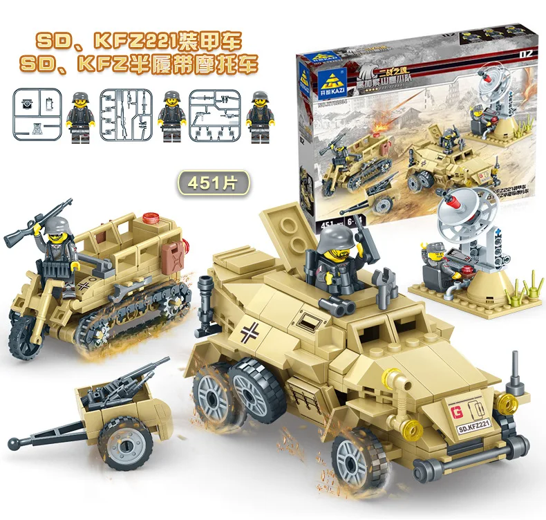 KAZI Military Building Blocks Sets LegoINGLs EAGLE CORPS Tank JEEP Armored Car Gun Army Soldiers Bricks Creator Toys for Childr
KAZI Military Building Blocks Sets LegoINGLs EAGLE CORPS Tank JEEP Armored Car Gun Army Soldiers Bricks Creator Toys for Childr